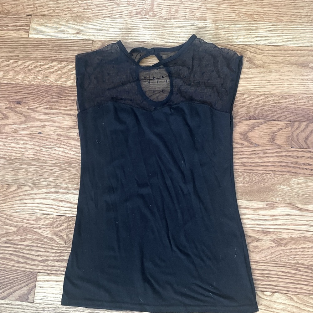 Black stretch and sheer top